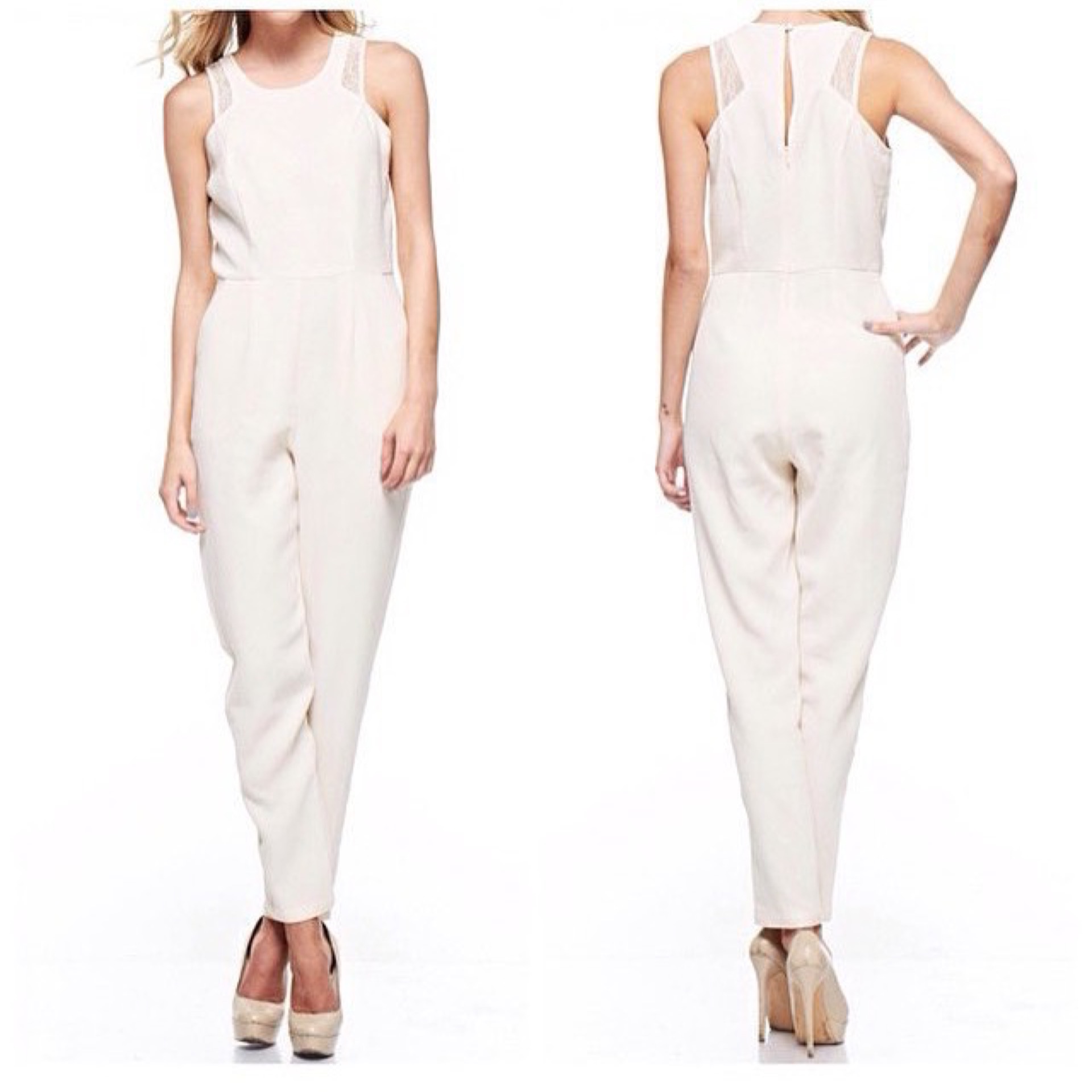 Cream Sleeveless Jumpsuit