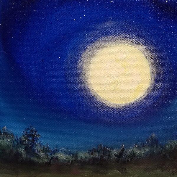 Full Buck Moon Oil Painting