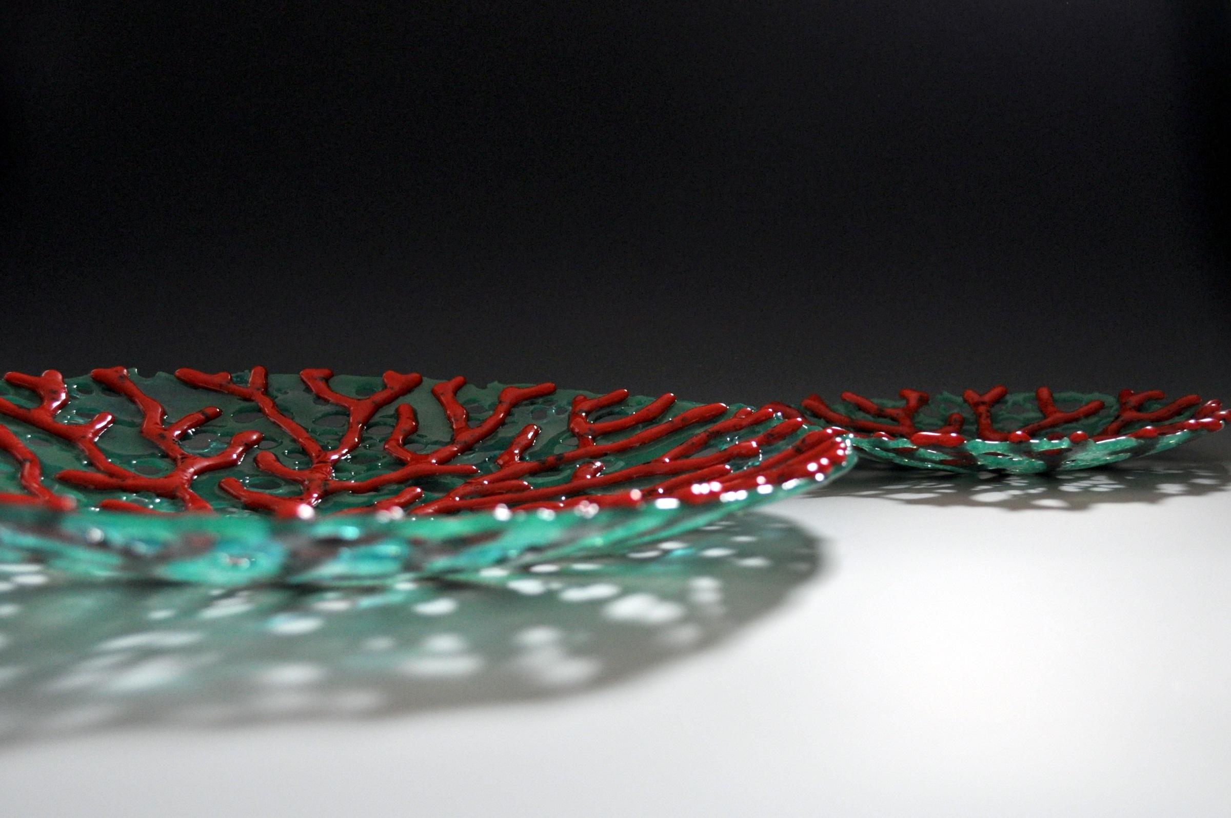 The Coral Collection Bowl Art Glass Red Turquoise