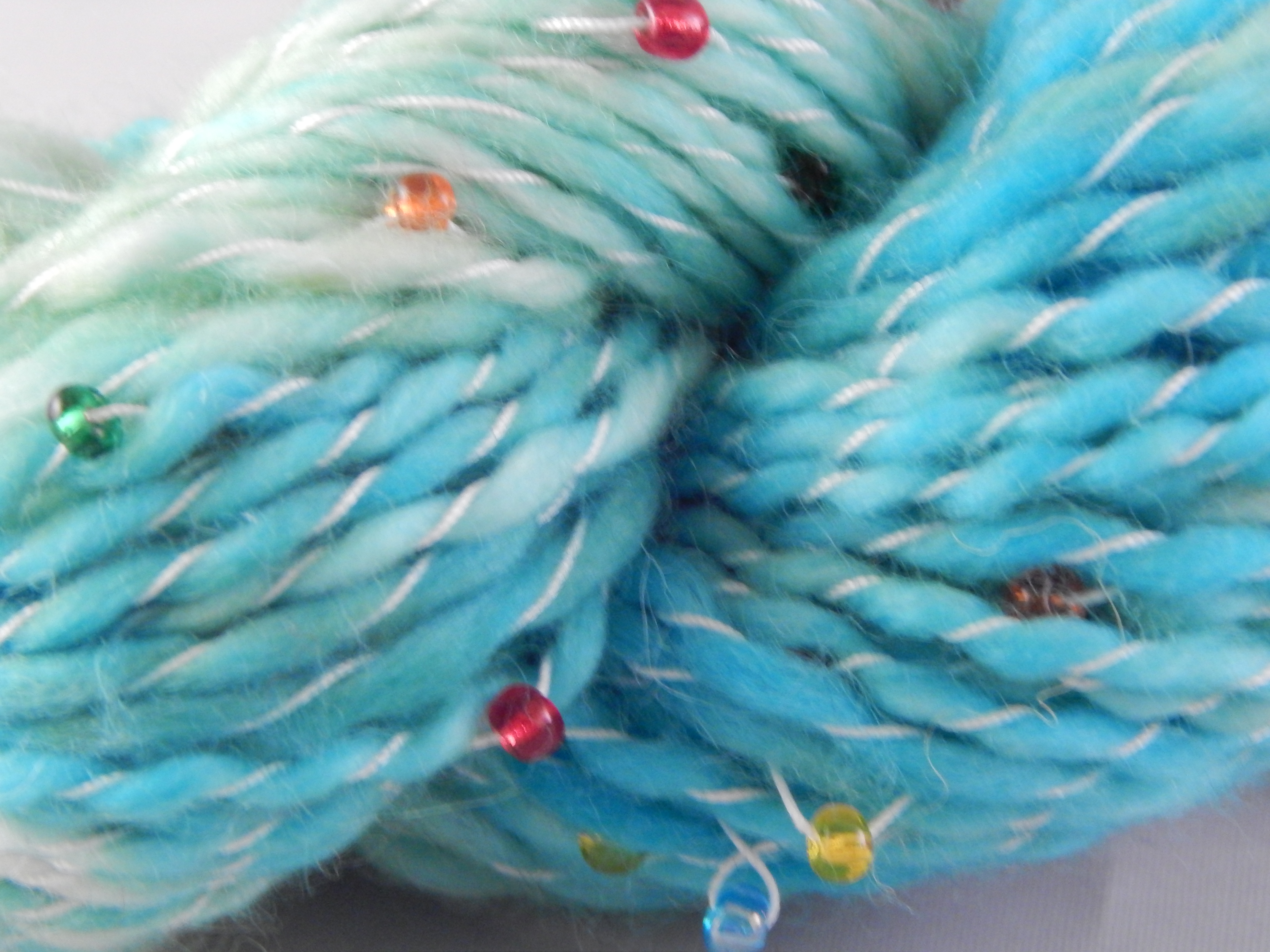 Hand Spun Yarn Beading Rainbow