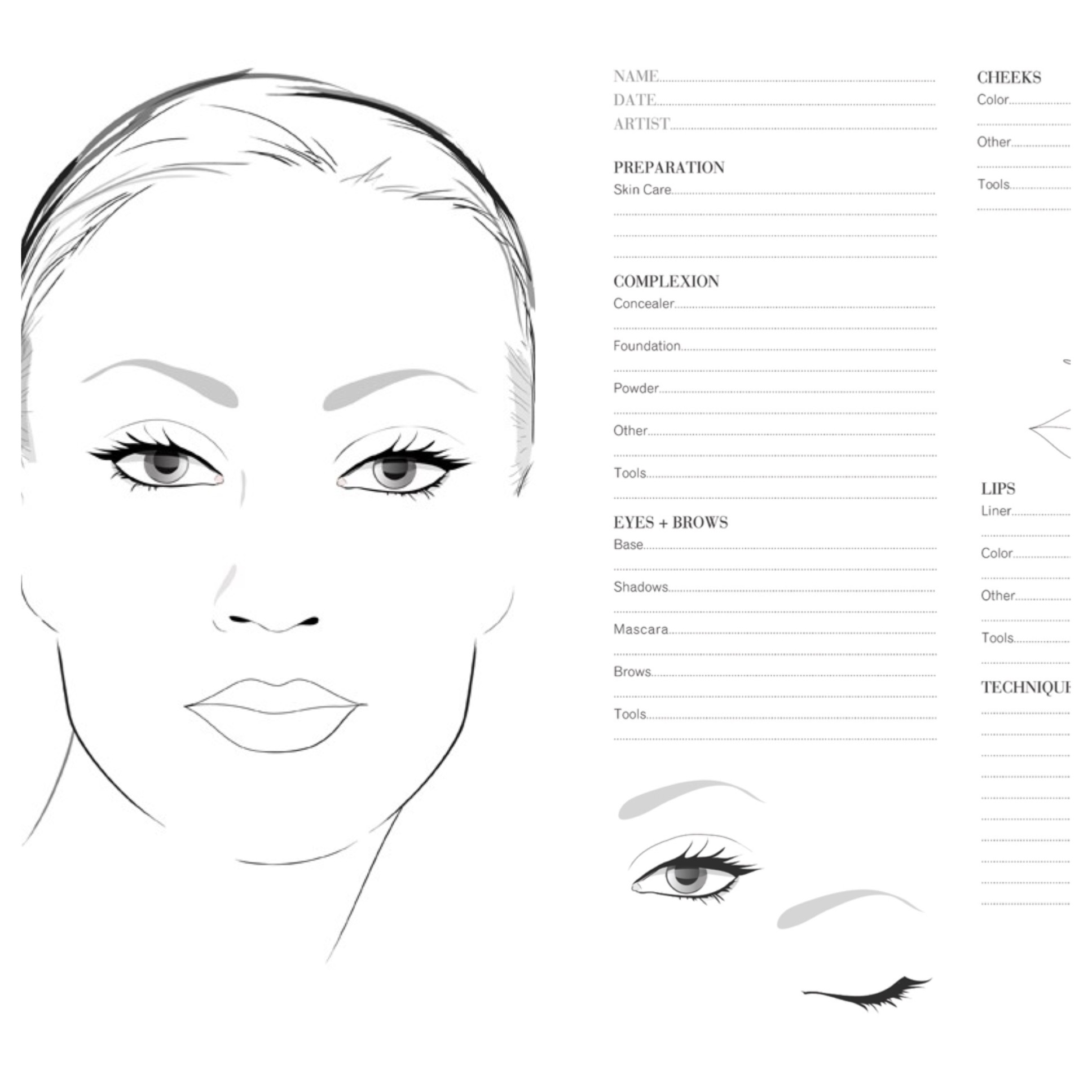 Makeup Face Charts Printable