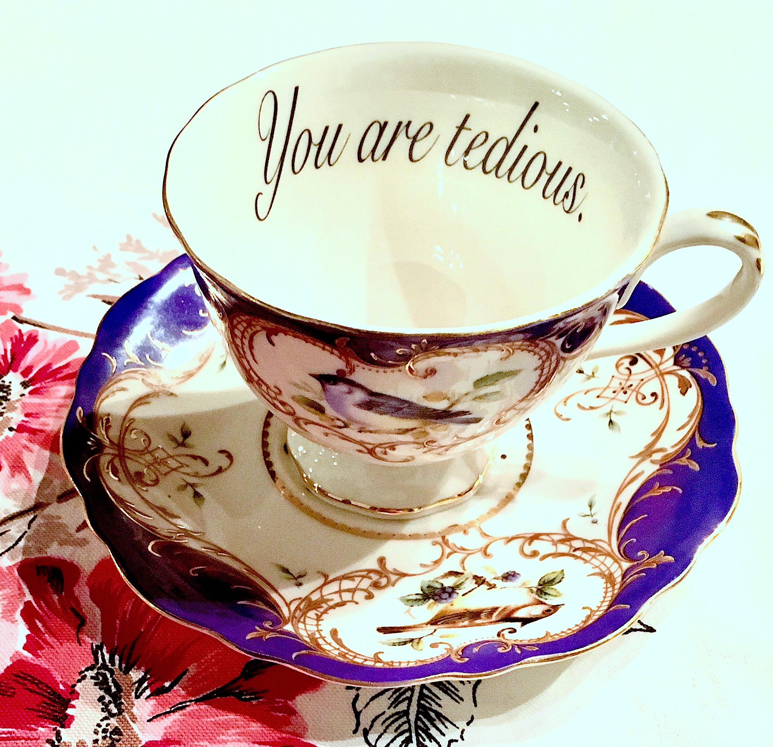 Cobalt Insult Teacup Various Insults