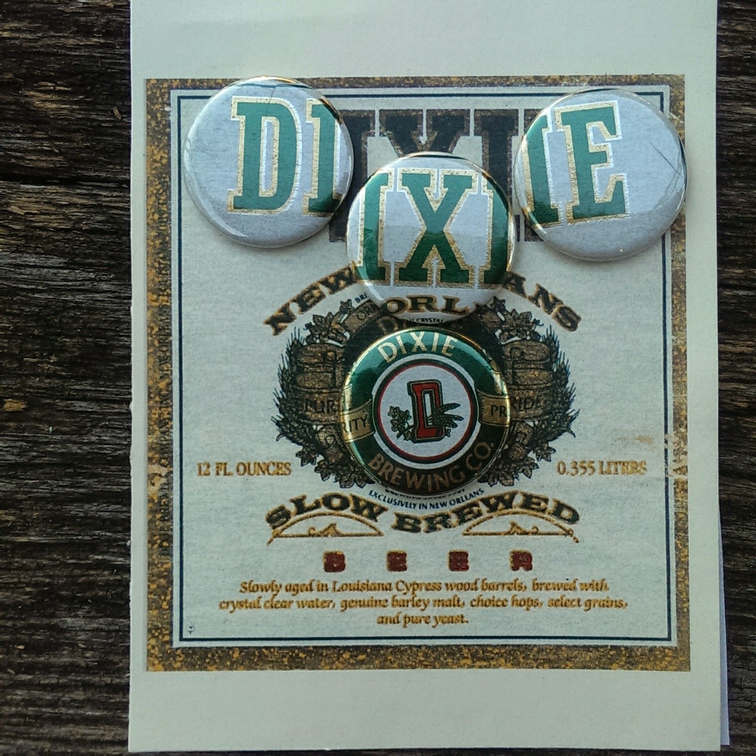 Dixie Beer or Dixie Light set of four 1.25" or pinback buttons