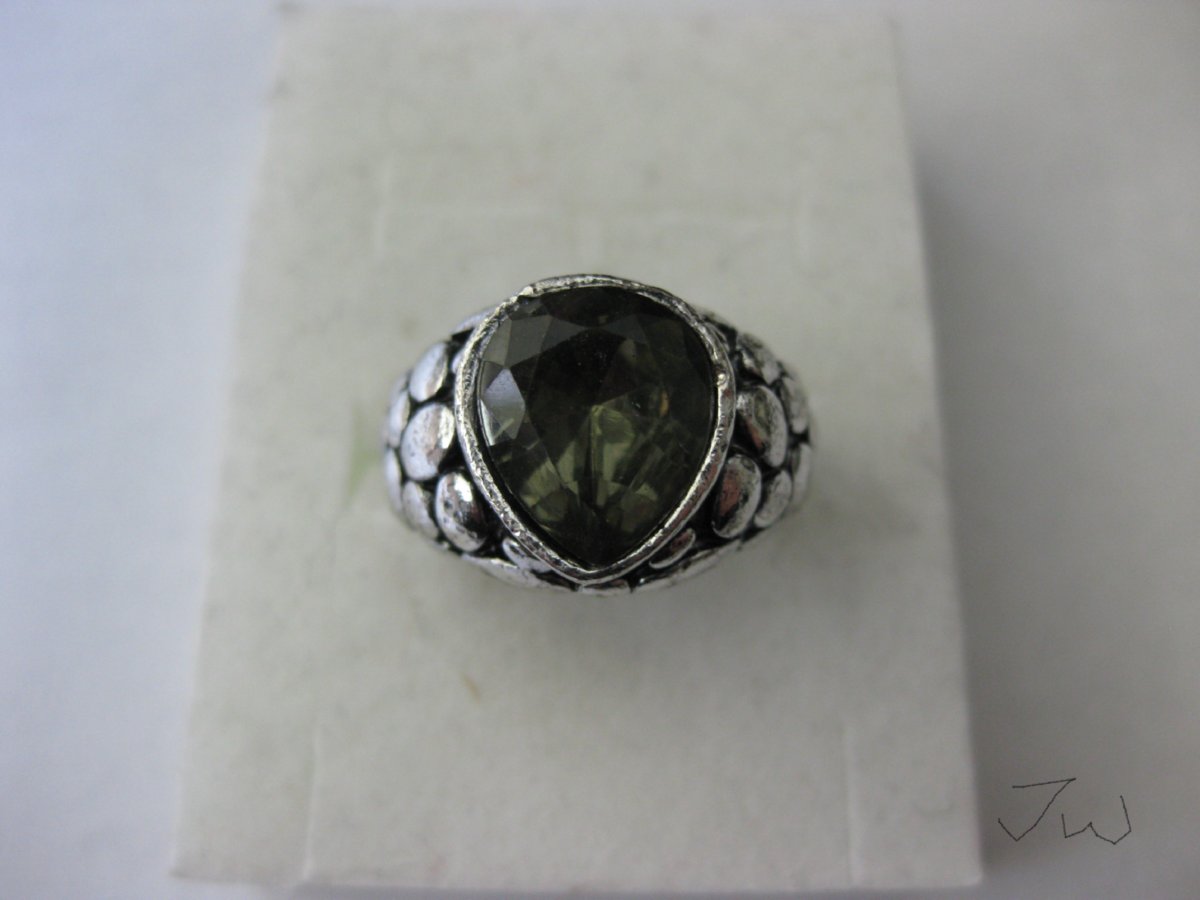 Green CZ Tibetan Silver Ring