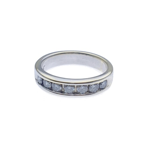 14k White Gold Channel Set Diamond Band