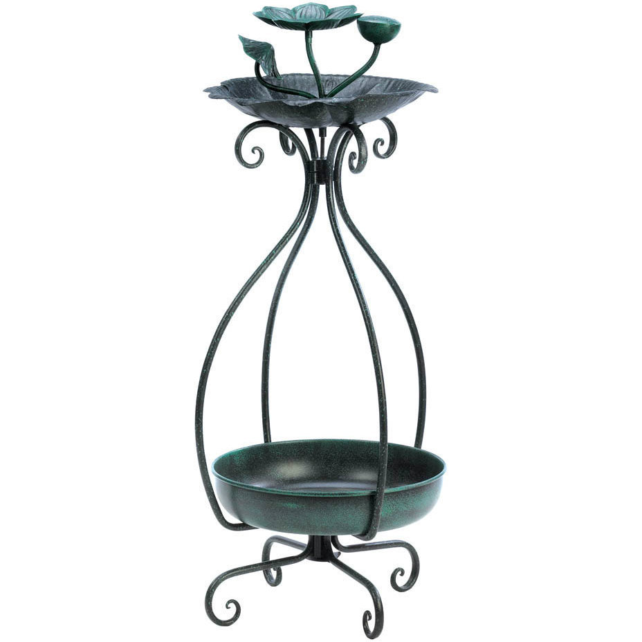 Scrolled Iron Combination Bird Feeder and Planter