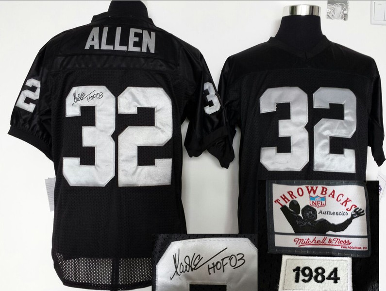 Oakland Raiders 32 Marcus Allen Black Throwbak Signed Jersey Replica