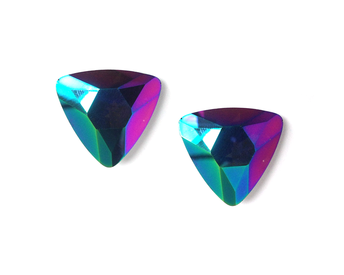 Oversized Triangle Studs in Metallic Rainbow
