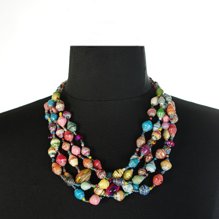 Assorted Paper Bead Necklace