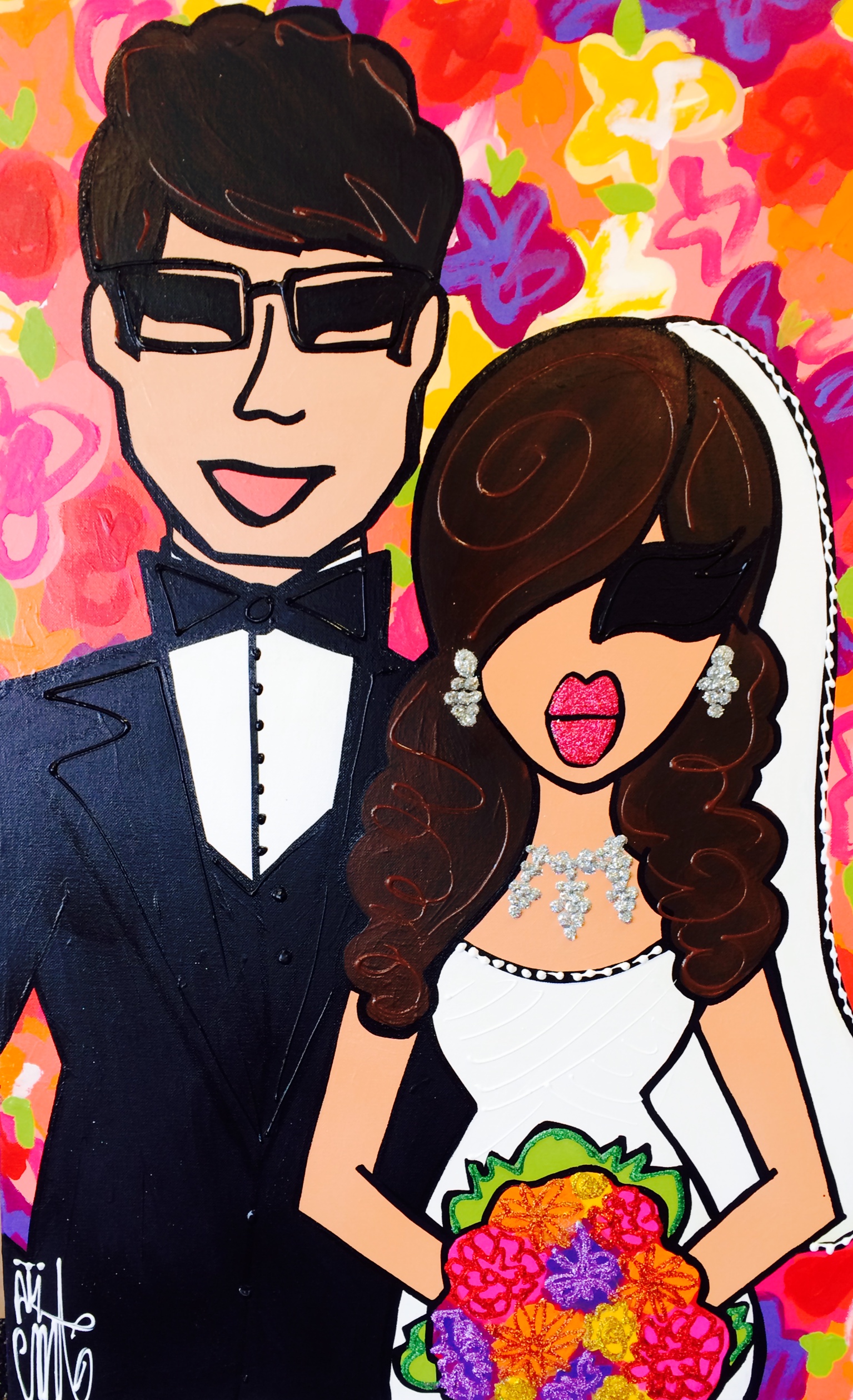 CUSTOM ORDERS ONLY! Bride and Groom Painting