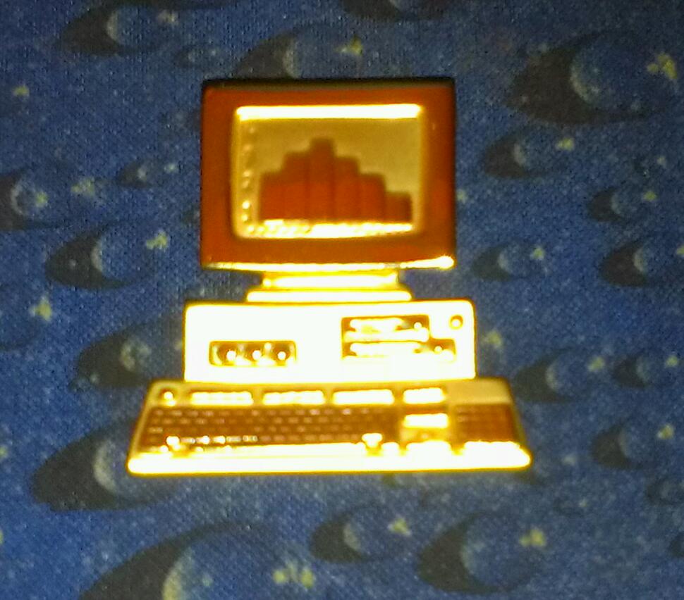 Vintage Gold Tone Computer Brooch