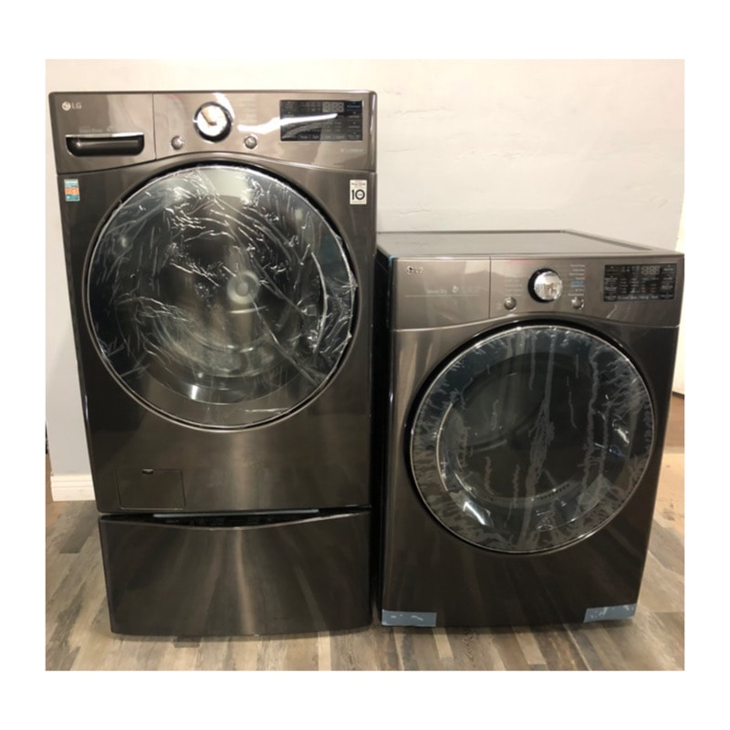 LG 4.5 Cu. Ft Washer & 7.4 Cu. Ft. Front Load Gas Dryer w/ TurboSteam, Sensor Dry