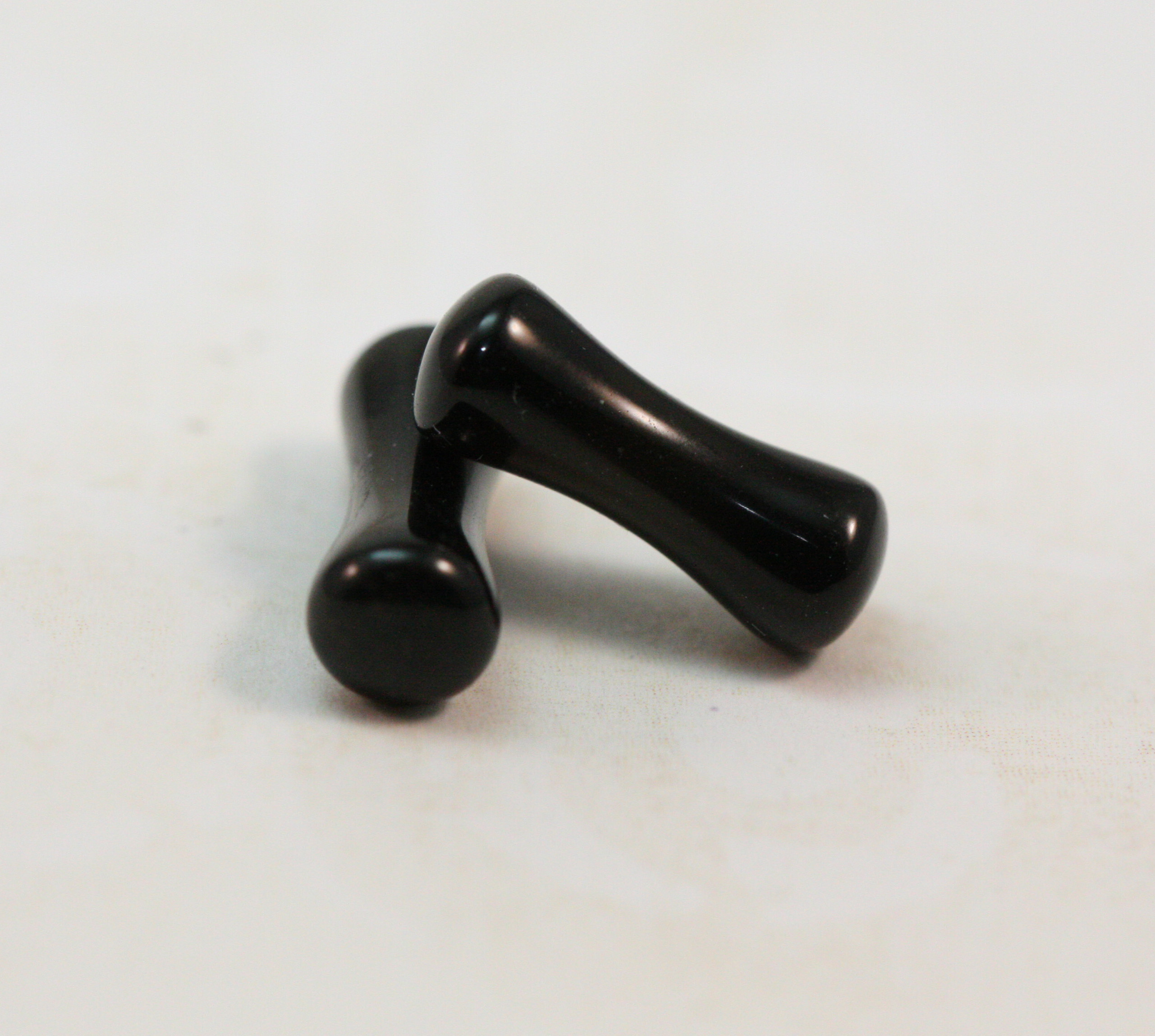 16 8 Gauge Black Agate Double Round Plugs by Evolve Body Jewelry